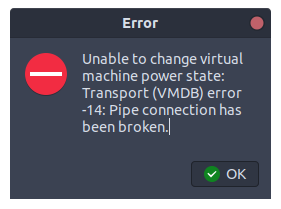 Unable to change virtual machine power state