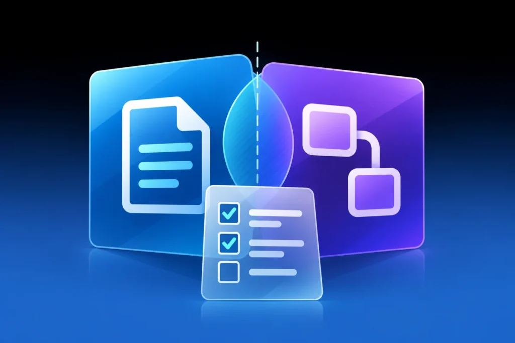 Distinct office and app-platform entitlement cards with a checklist showing licensing boundaries.